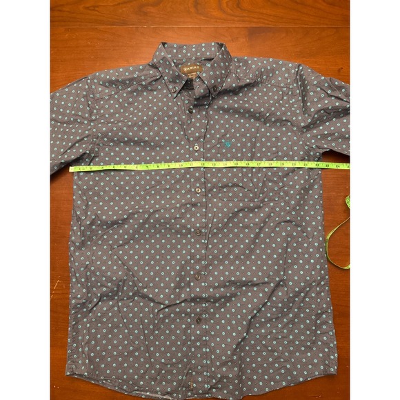 Ariat men's button down Johnnie short sleeve shirt blue cotton poplin western - Picture 11 of 11